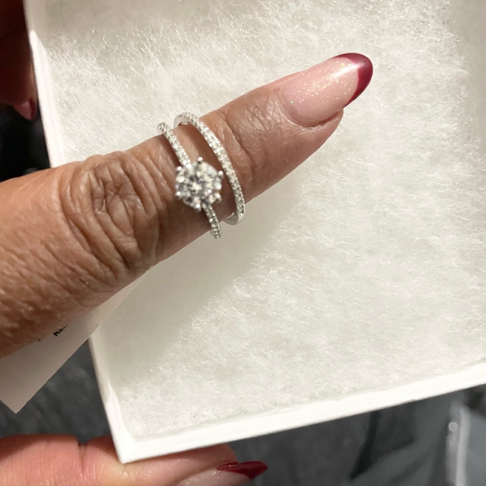 925 Silver Moissanite Ring Set 1.3ct Size 8 Wedding Engagement Bridal Set”